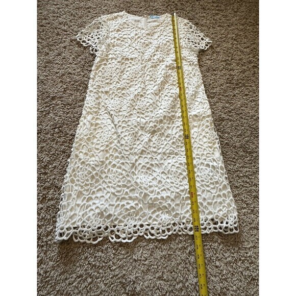 J. McLaughlin Dress Womens Size XS White Lace Cut Out Lined Short Sleeve - Picture 7 of 8